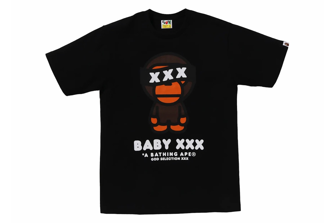 Pre-owned Bape X God Selection Xxx Baby Milo Tee Black