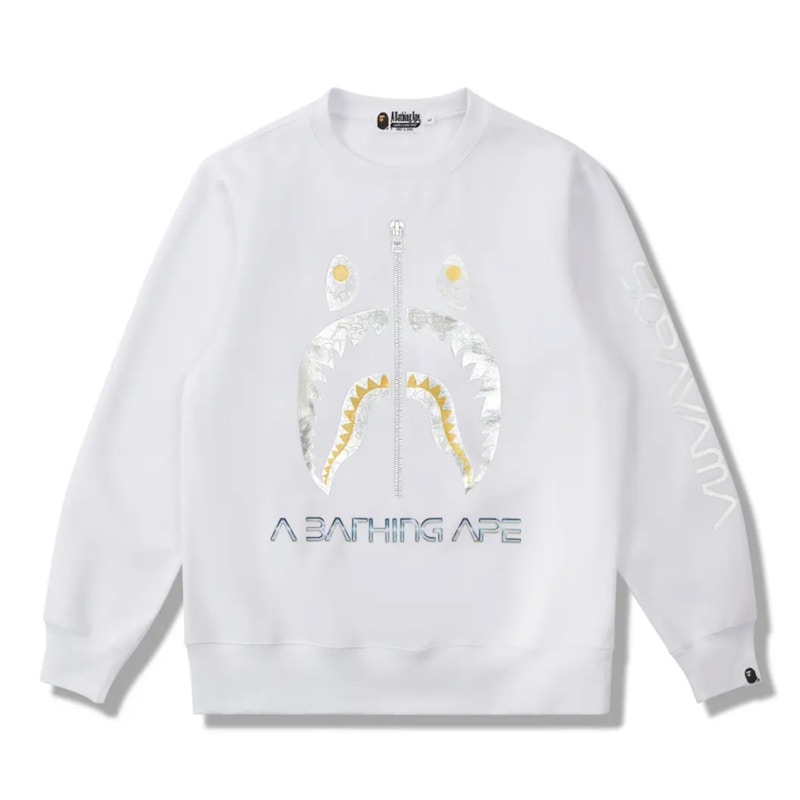 Pre-owned Bape Men's  X Hajime Sorayama Shark Crewneck Sweatshirt In White