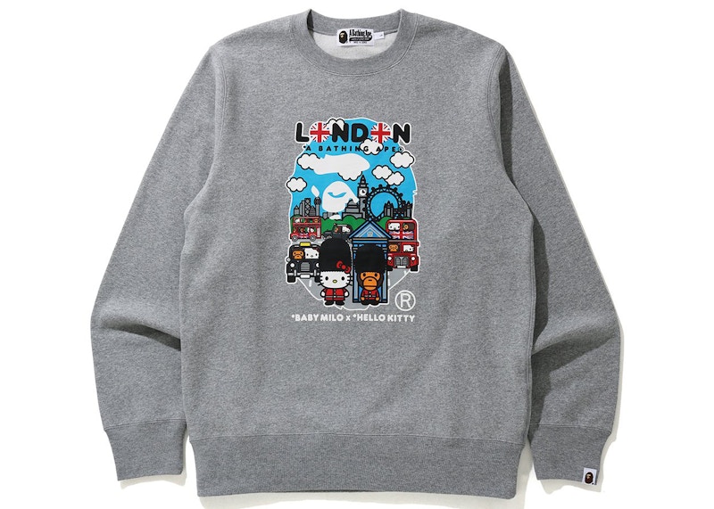 Bape X Hello Kitty Baby Milo London Crewneck Gray Ss21