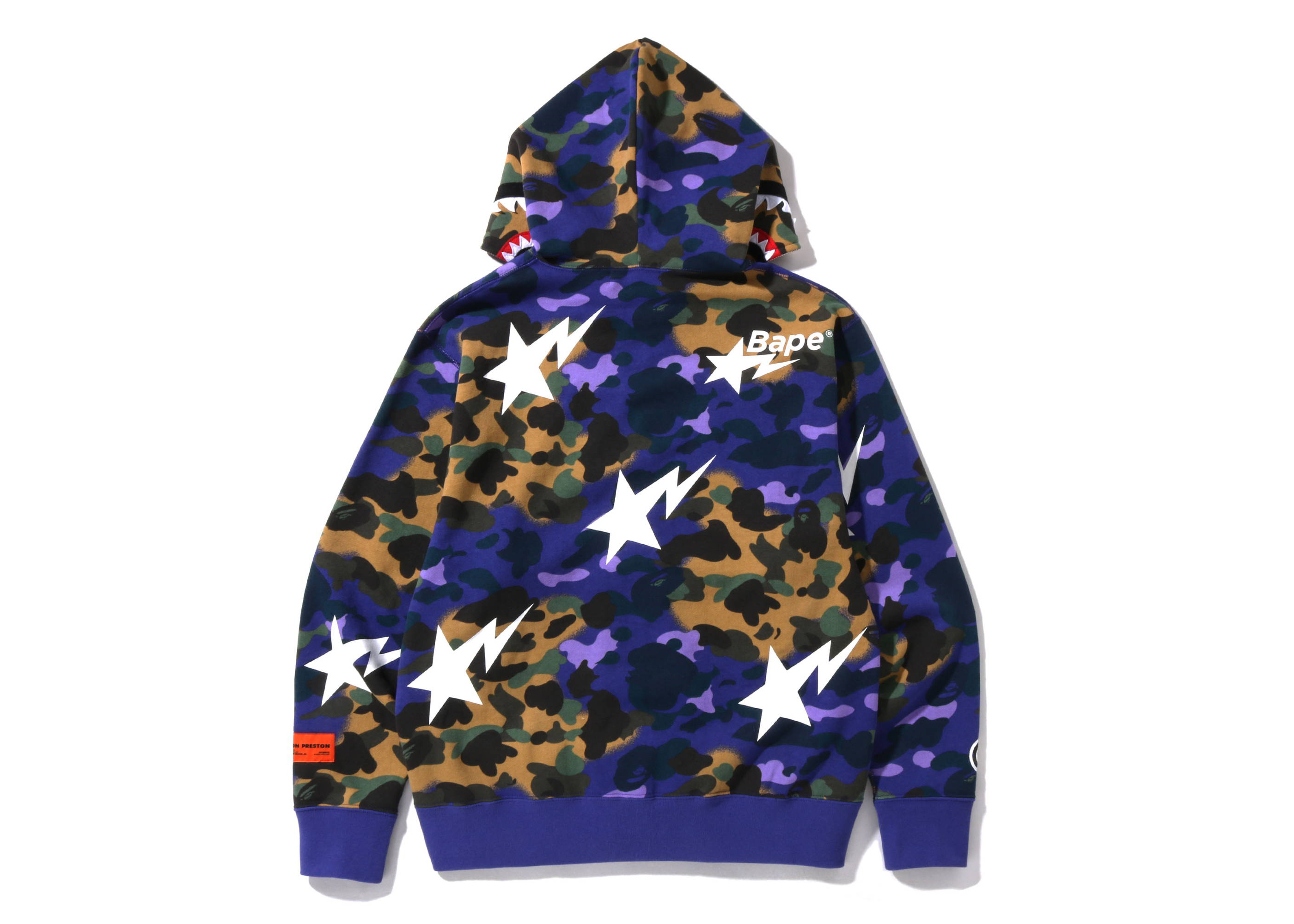 Half blue half store purple bape hoodie