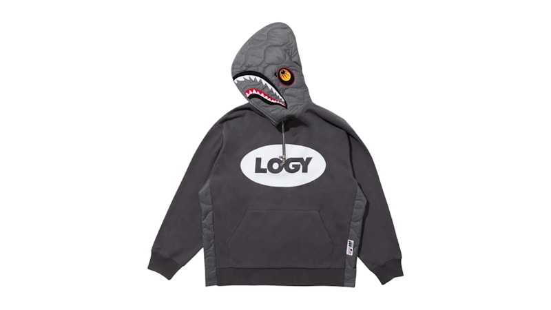 BAPE x Kazuki Kuraishi Half Zip Shark Relaxed Fit Hoodie Gray