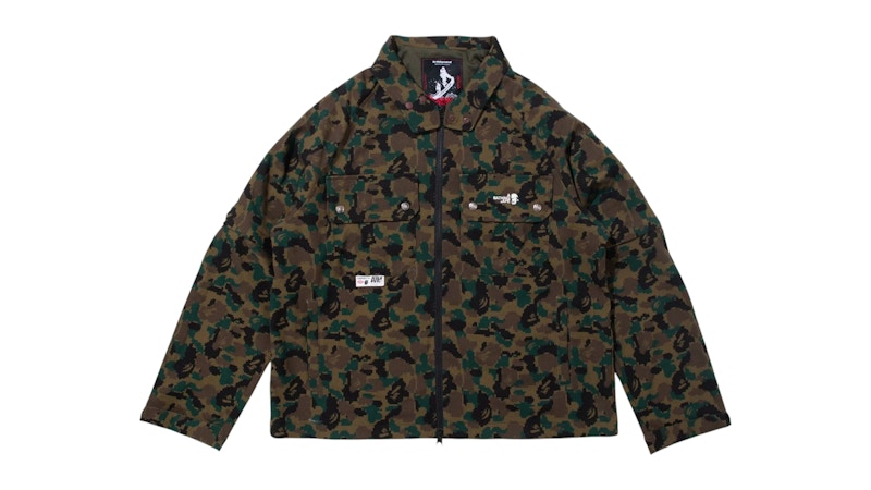 BAPE x Kazuki Kuraishi Pixelate Camo Detachable Zip Jacket Green
