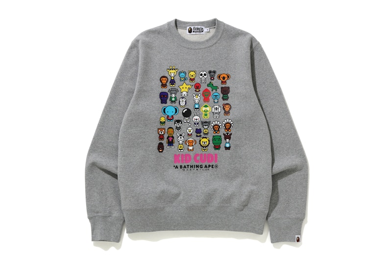 BAPE x Kid Cudi Baby Milo Crewneck Gray - SS21 Men's - US