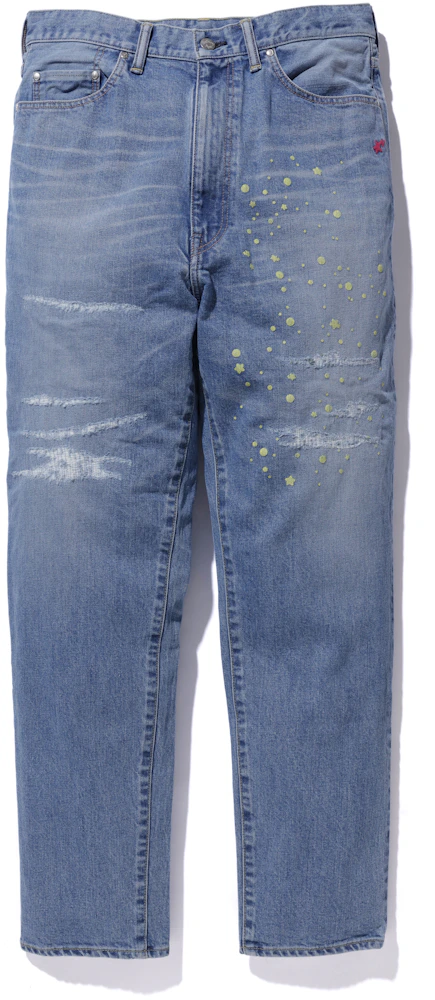 BAPE x Kid Cudi Damaged Denim Pants Light Wash Men's - SS21 - US