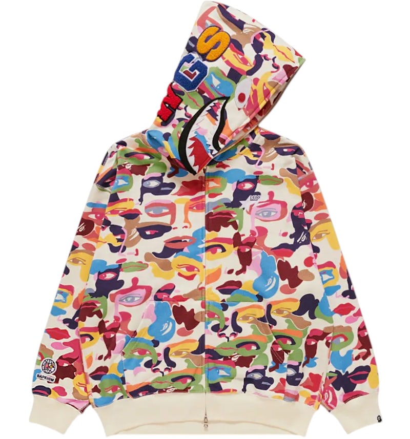 BAPE x KidSuper Tarnfarbe Shark Full Zip Hoodie Multicolor Herren