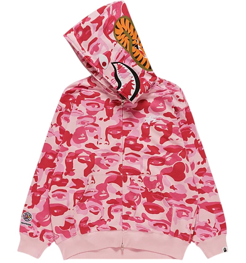BAPE x KidSuper Camo Shark Full Zip Hoodie Pink Men's SS25 US