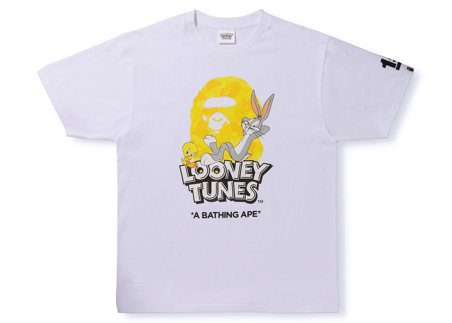 BAPE x Looney Tunes ABC Camo Ape Head Tee White Men's - FW21 - US