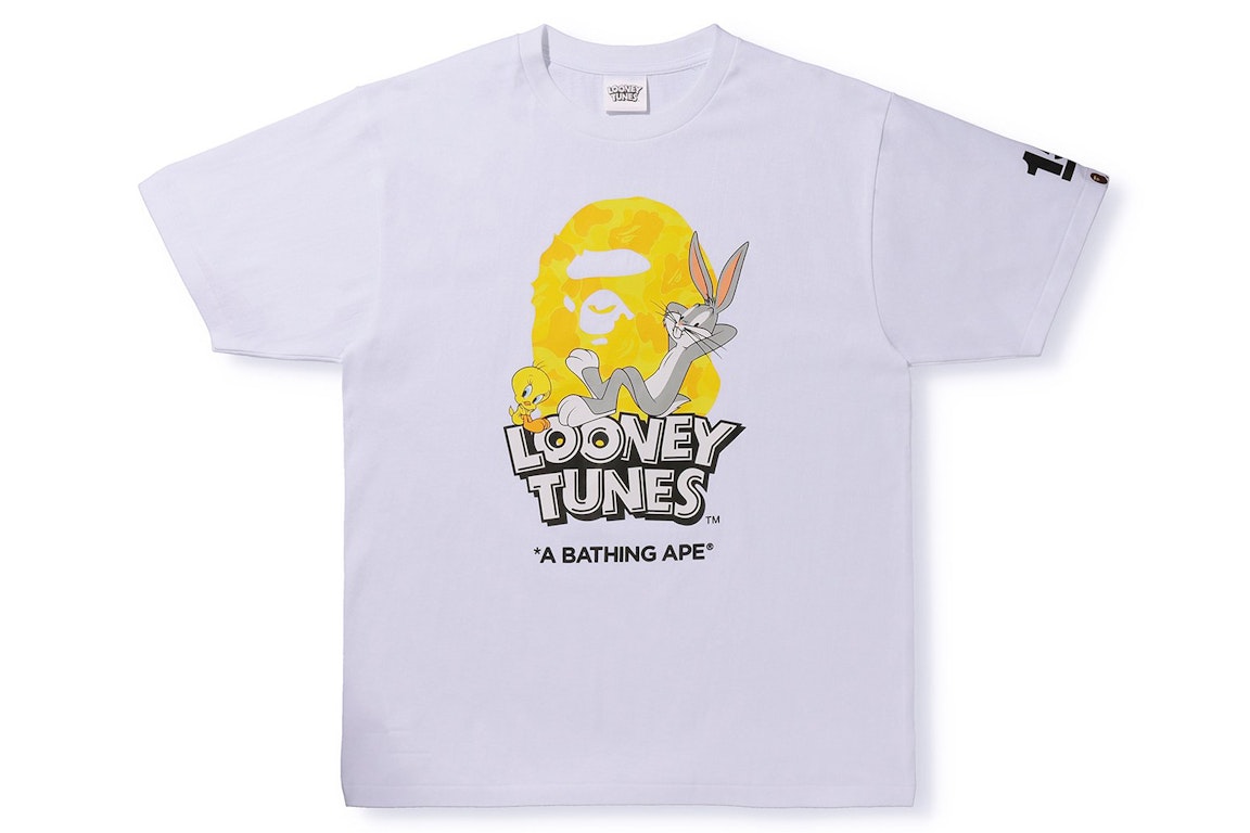 Pre-owned Bape X Looney Tunes Abc Camo Ape Head Tee White