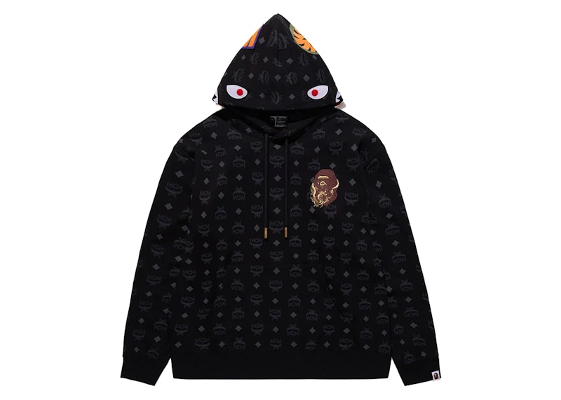 BAPE x MCM Shark Pullover Hoodie Black SS24 US