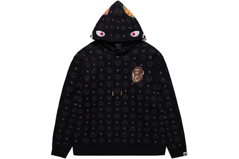 BAPE x MCM Shark Pullover Hoodie Black SS24 US - Main Image