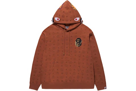 BAPE x MCM Shark Pullover Hoodie Brown SS24 US