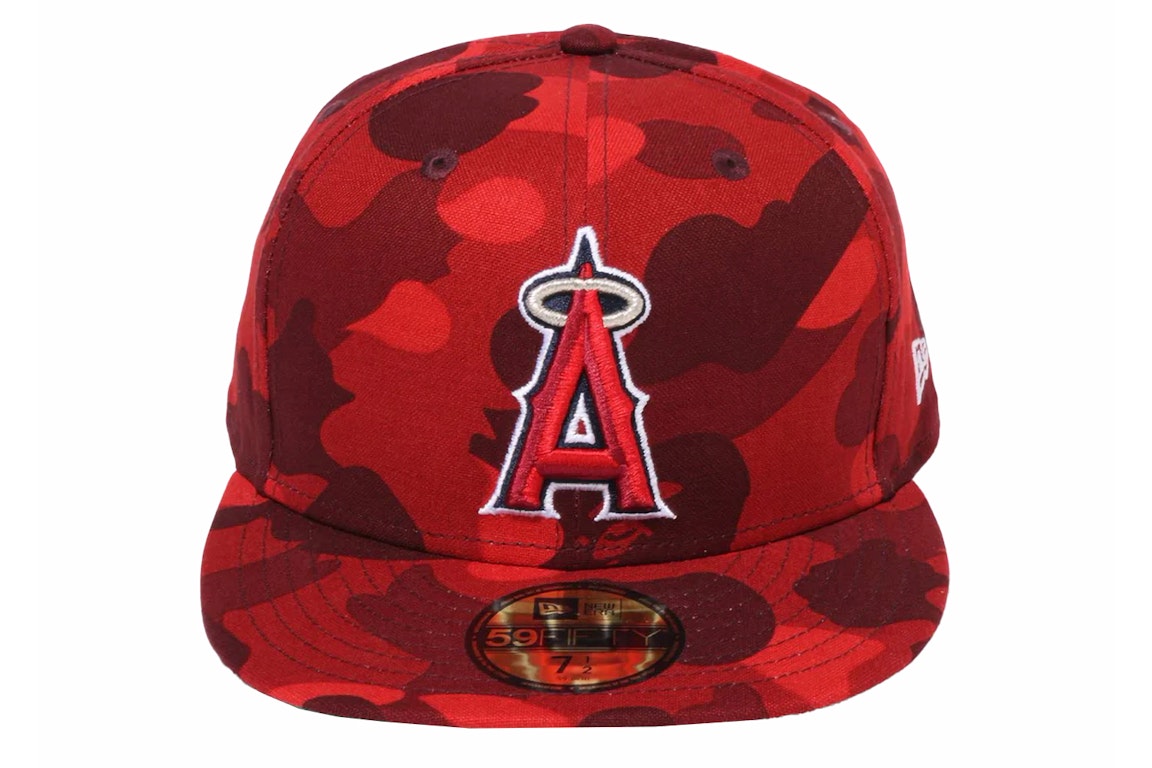 Pre-owned Bape X Mlb New Era Angels 59fifty Fitted Cap Red
