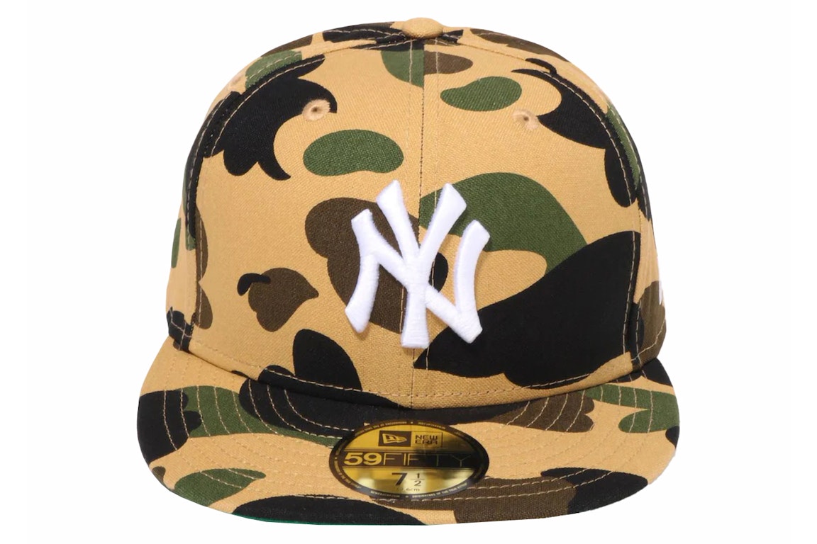 Pre-owned Bape X Mlb New Era Yankees 59fifty Fitted Cap Yellow
