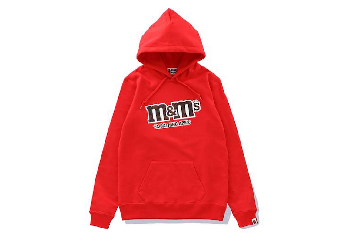 Pre-owned Bape X M&m's Mens College Pullover Hoodie Red