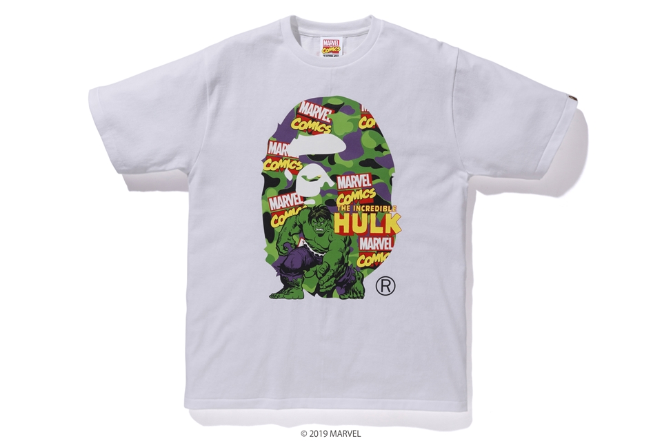 BAPE x Marvel Camo The Hulk Tee White Men's - SS19 - US