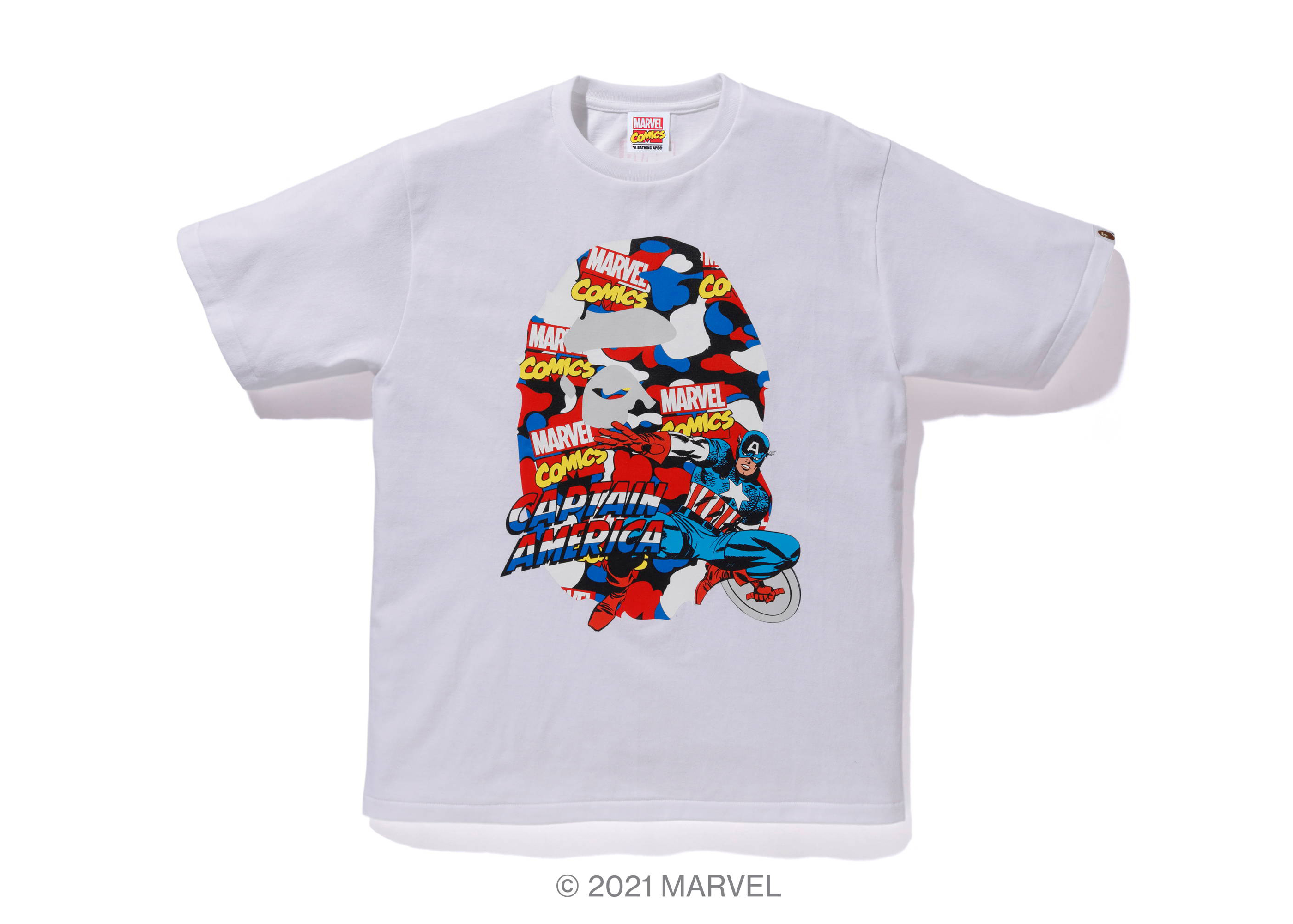 BAPE x Marvel Comics Camo Captain America Tee White Men's - SS21 - US