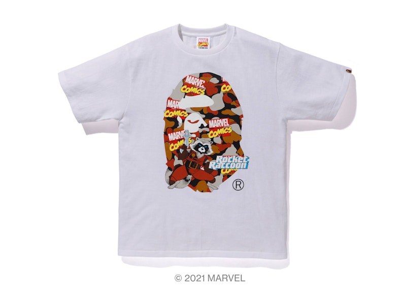 BAPE x Marvel Comics Camo Rocket Raccoon Tee White Men's - SS21 - US