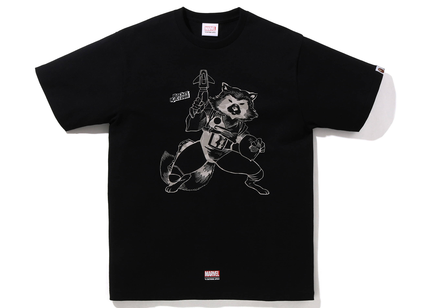 BAPE x Marvel Comics Rocket Raccoon T-Shirt Black - FW22 Men's - US
