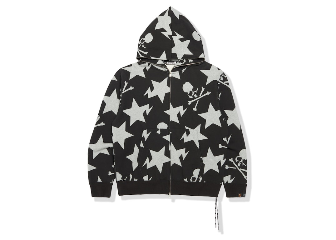 Pre-owned Bape X Mastermind 11th Anniversary Sta Pattern Relaxed Full Zip Hoodie Black