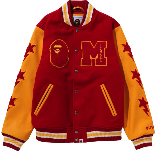 BAPE x Michael Jackson Varsity Jacket Red Men's - FW23 - US