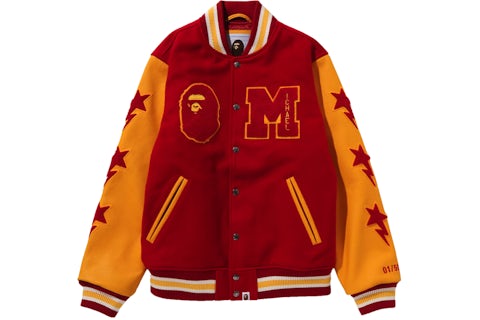 BAPE x Michael Jackson Varsity Jacket Red Men's FW23 US