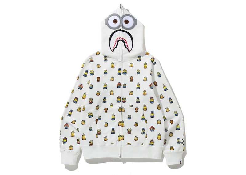 BAPE x Minions Shark Full Zip Hoodie White