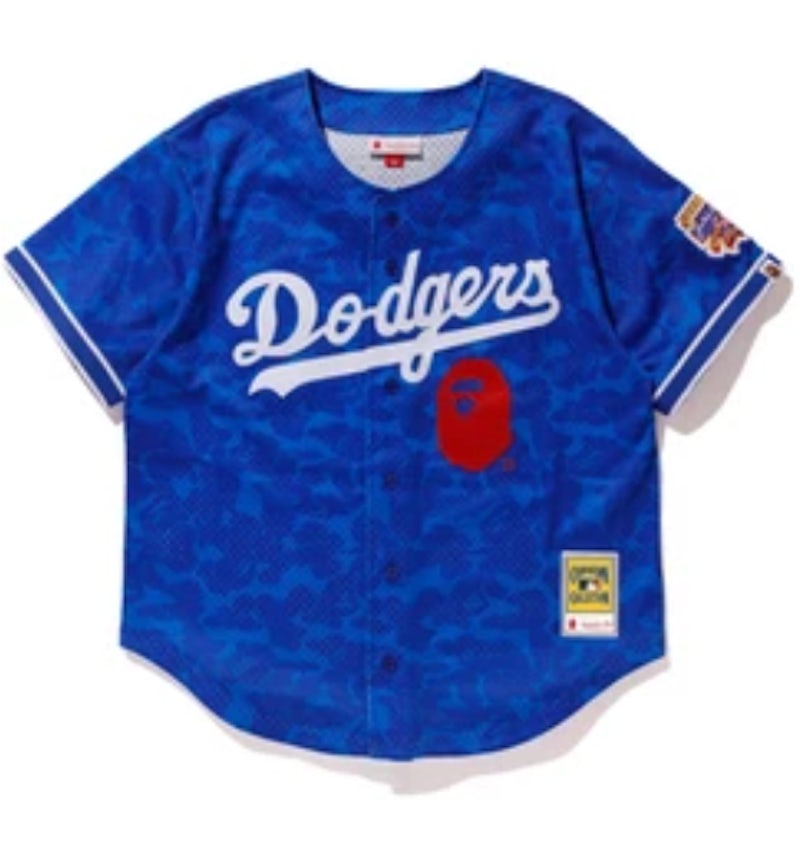 ミッチェルアンドネス bape コラボドジャースユニフォーム BAPE x Mitchell & Ness Dodgers Jersey Blue Men's - FW19 - US