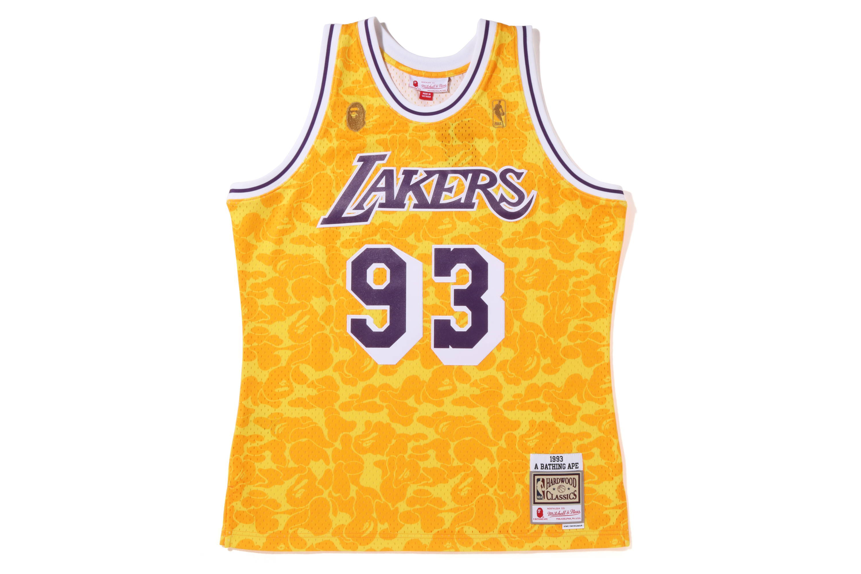 BAPE x Mitchell & Ness Los Angeles Lakers Jersey Yellow