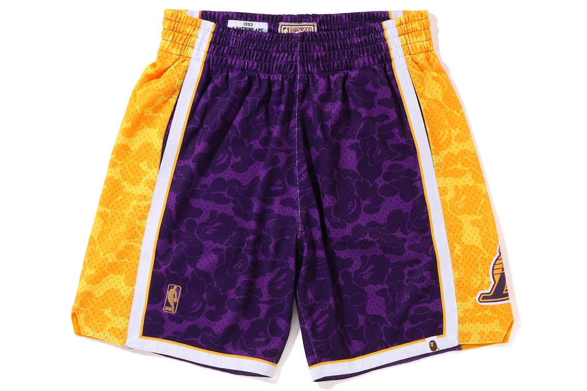 Pre-owned Bape X Mitchell & Ness Los Angeles Lakers Shorts Purple