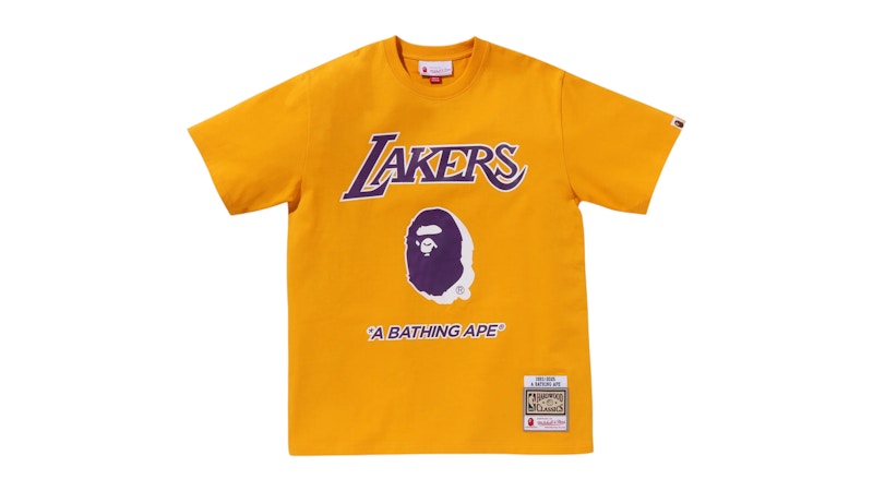 BAPE x Mitchell & Ness NBA Los Angeles Lakers Tee Yellow Men's