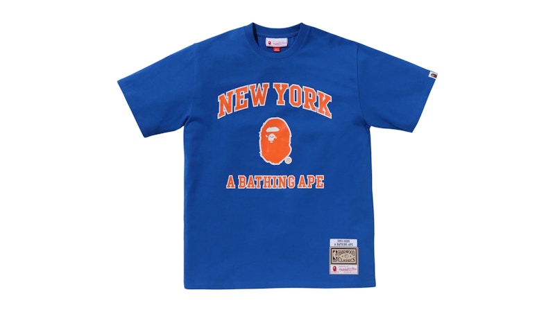 BAPE x Mitchell & Ness NBA New York Knicks Tee Blue Men's - FW25 - US