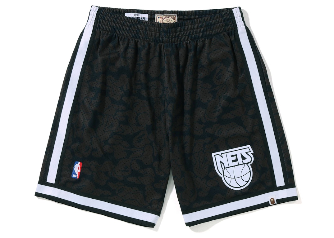 Pre-owned Bape X Mitchell & Ness New Jersey Nets Shorts Black