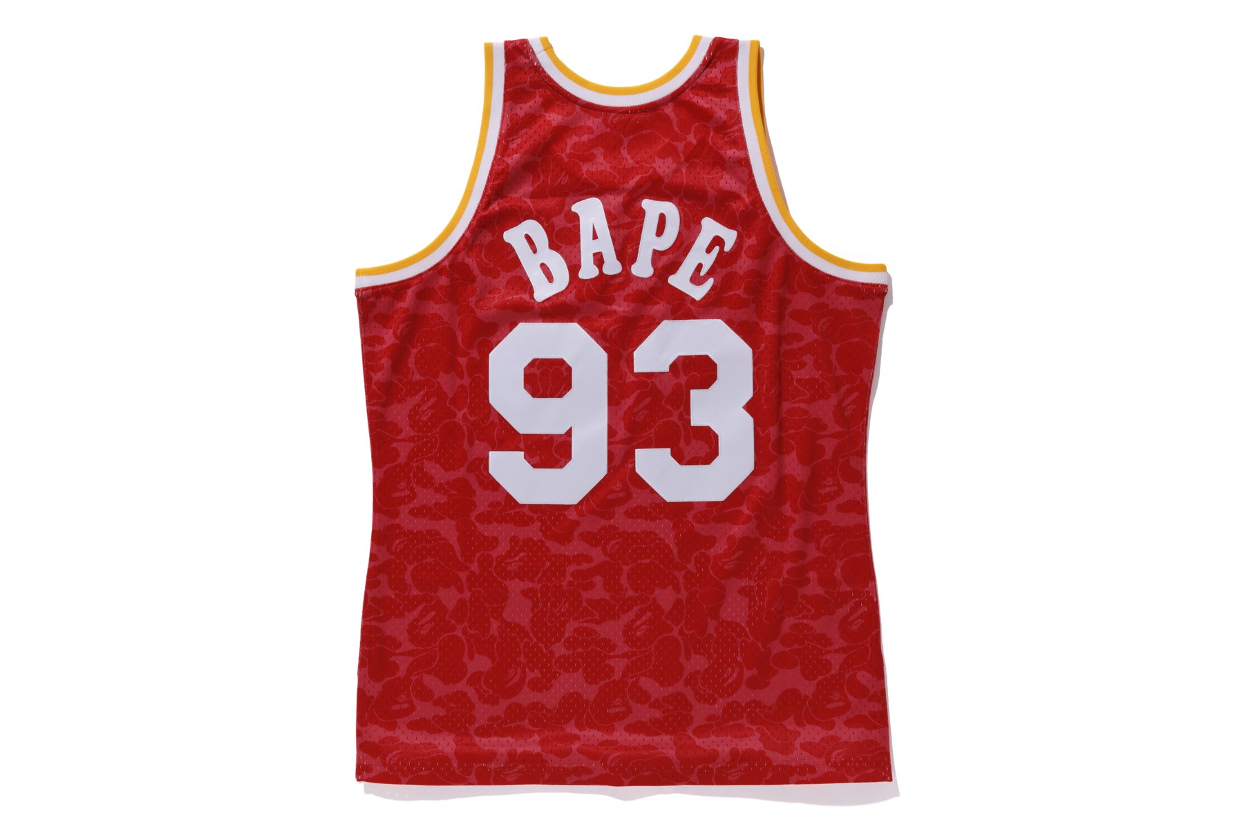 BAPE x Mitchell u0026 Ness Rockets Camo Basketball Swingman Jersey Red
