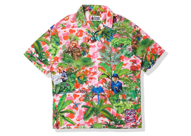 BAPE x Monkey 47 Open Collar S/S Shirt Pink Men's - SS22 - US