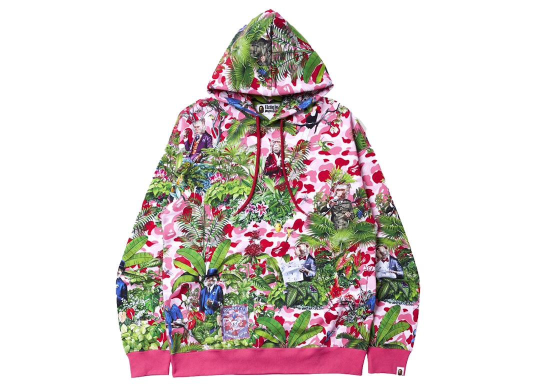 Pre-owned Bape X Monkey 47 Pullover Hoodie Pink