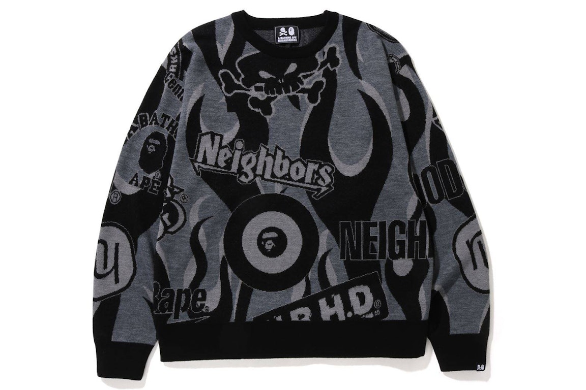 Pre-owned Bape X Neighborhood Relaxed Fit Knit Sweater Black