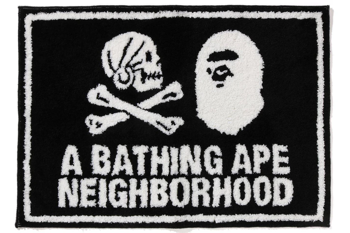 BAPE x Neighborhood Rug Mat Black White