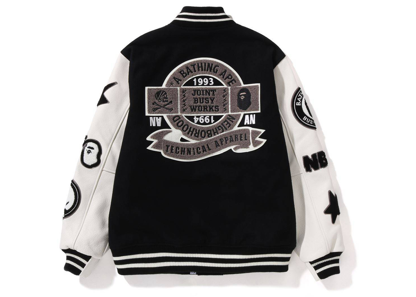 BAPE x Neighborhood Varsity Jacket Black White Men's - SS23 - US