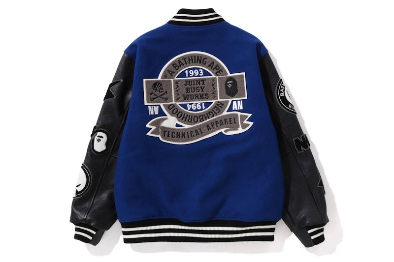 BAPE x Neighborhood Varsity Jacket Blue Black Men's - SS23 - GB