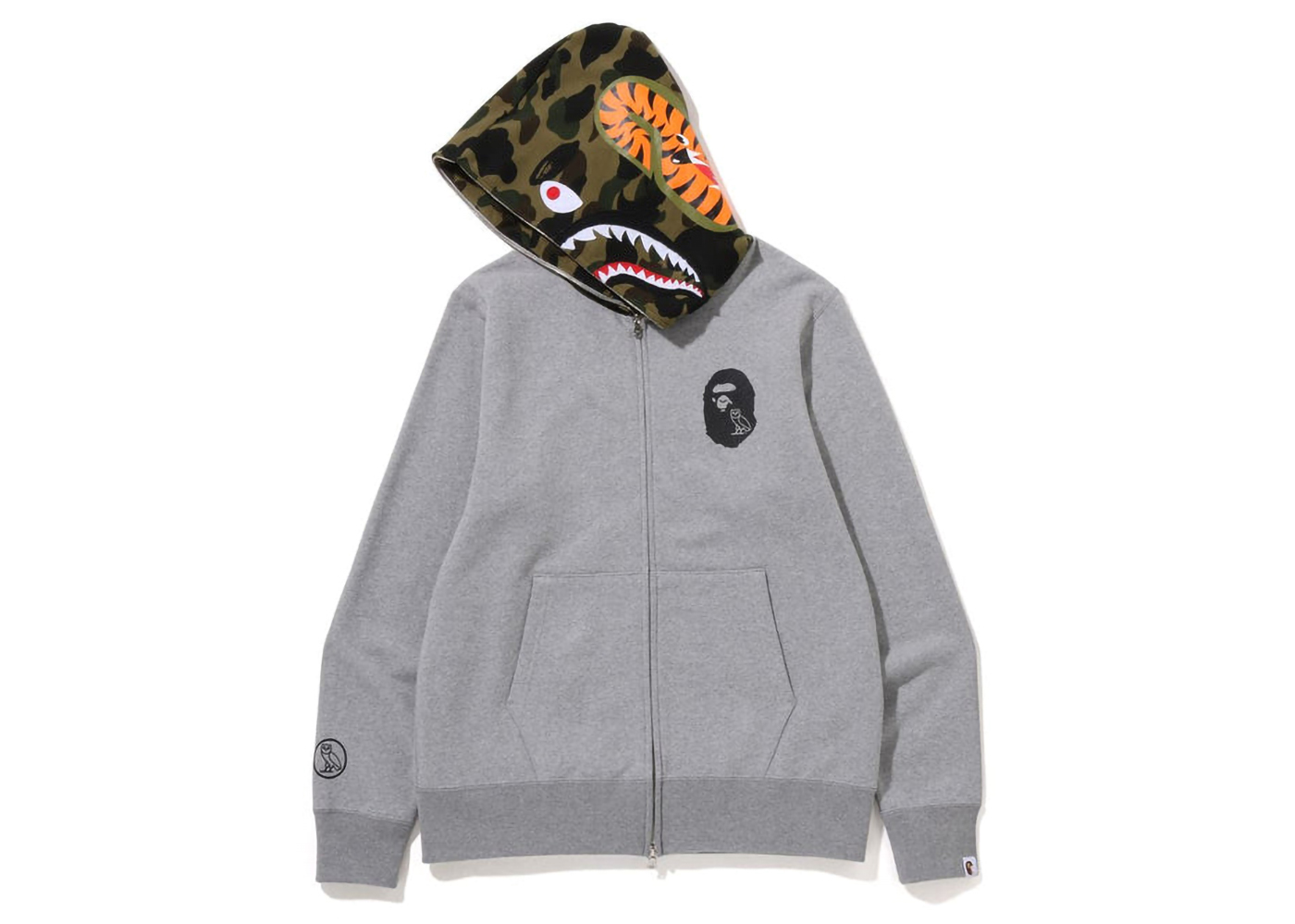 BAPE x OVO Shark Full Zip Hoodie Grey