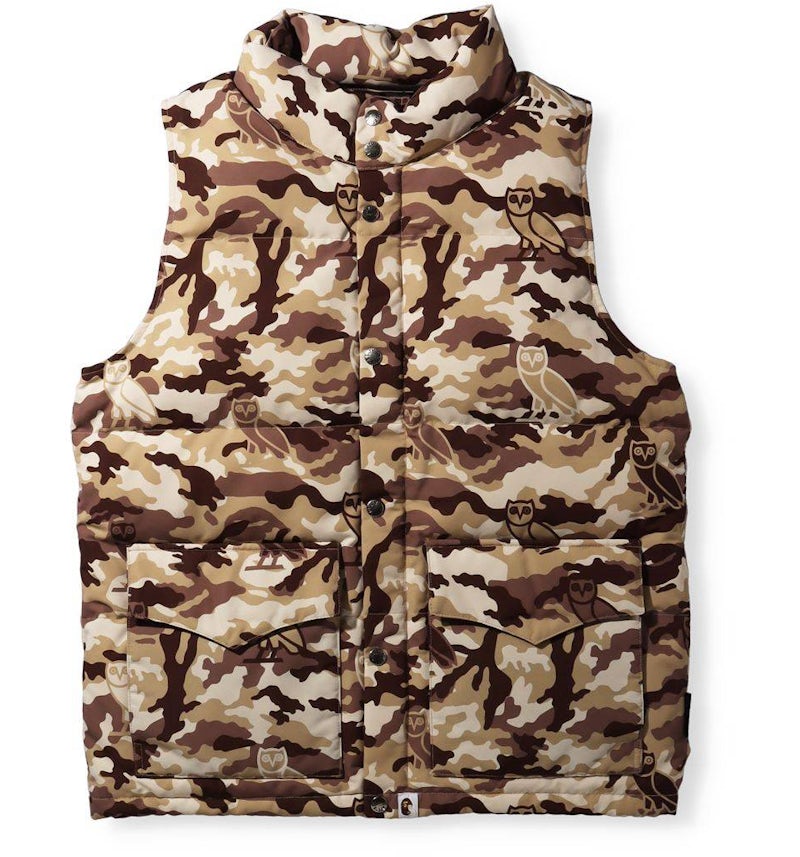 BAPE x OVO Woodland Camo Down Vest Beige Men's FW21 US