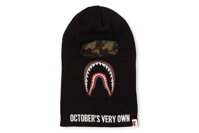 BAPE x OVO Woodland Camo Shark Reversible Balaclava Black