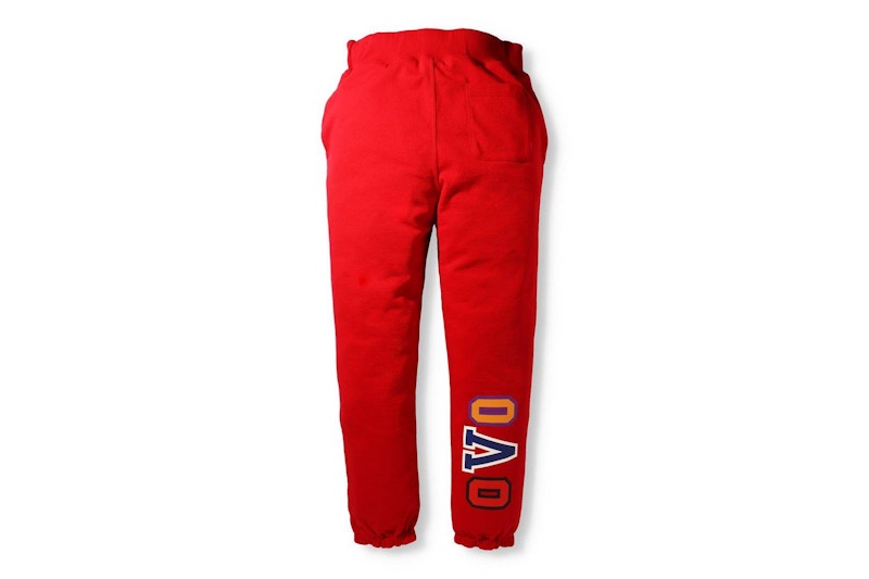 BAPE x OVO Woodland Camo Shark Reversible Sweatpants Red