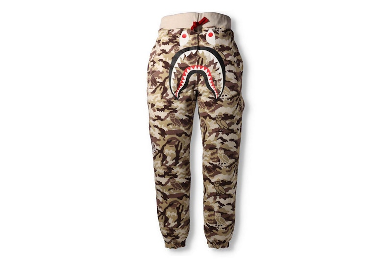 BAPE x OVO Woodland Camo Shark Reversible Sweatpants Red Men's