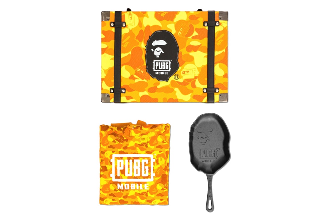 Pre-owned Bape X Pubg Pan And Pullover Hoodie Boxset Yellow