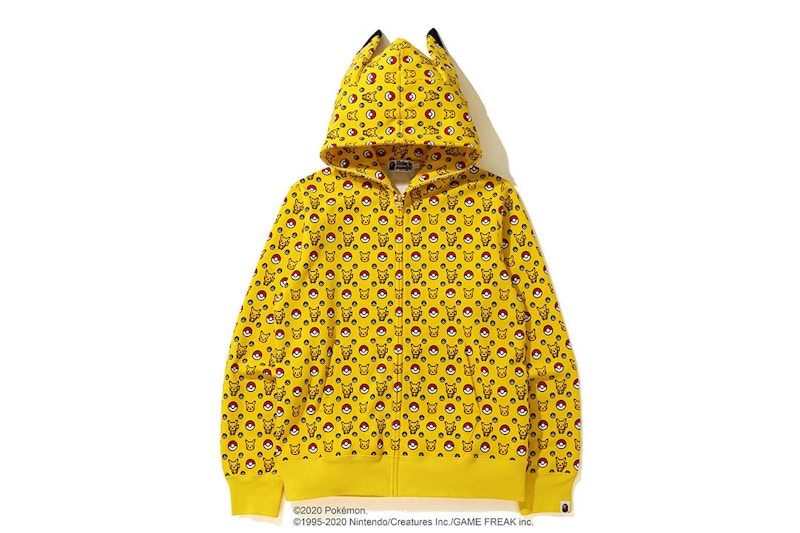 BAPE X Pokemon Full Zip Hoodie Yellow - FW20