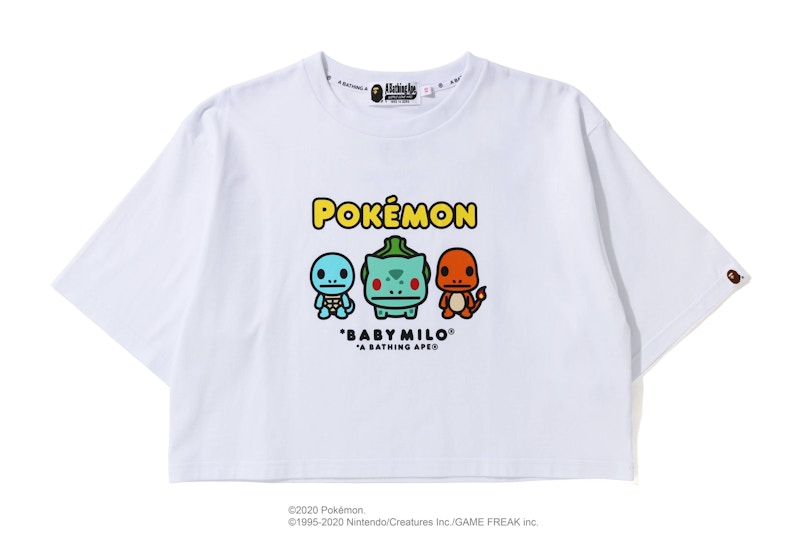 BAPE x Pokemon Ladies Starters Cropped Tee White