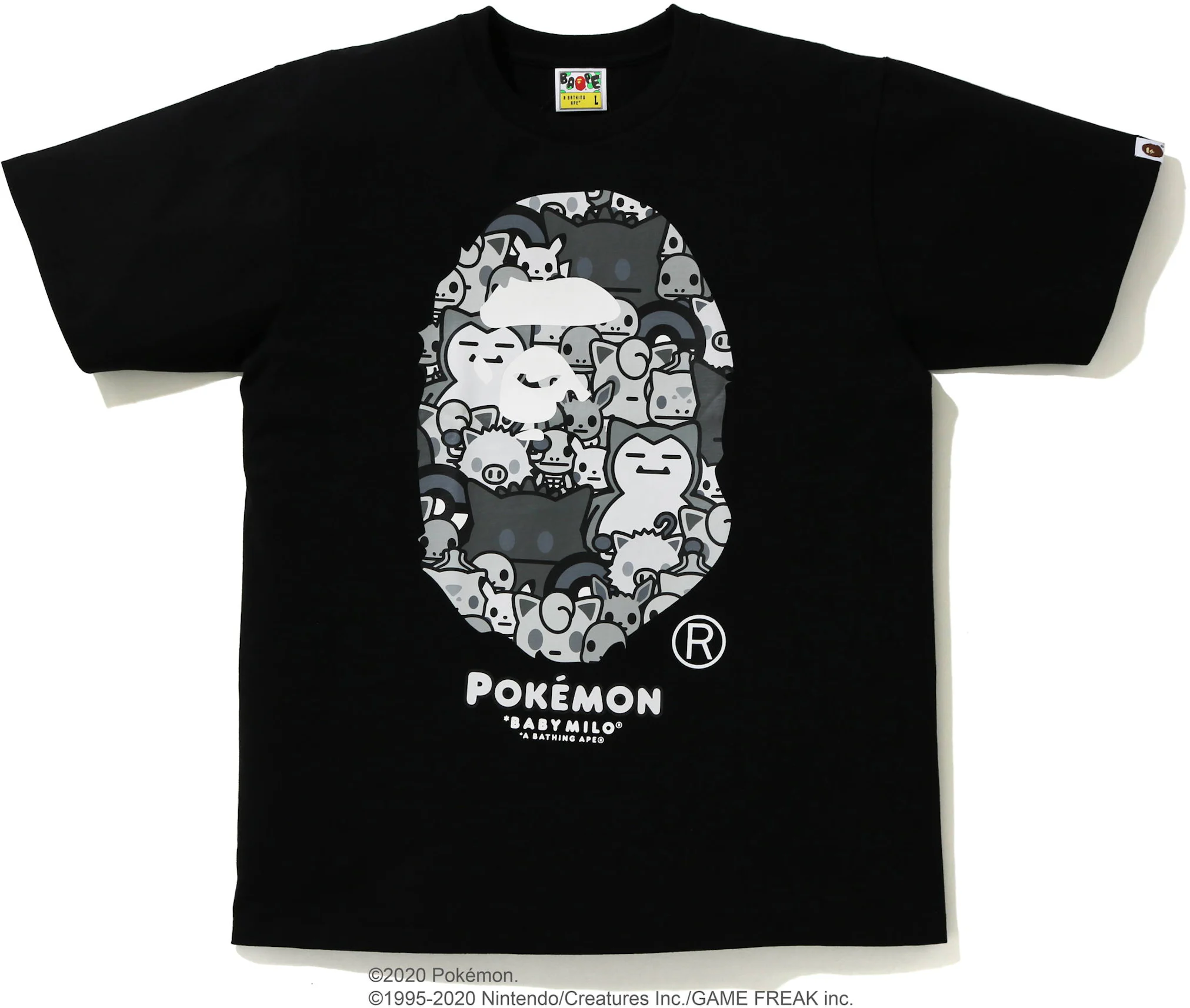 BAPE x Pokemon Monotone Ape Head Tee #2 Black