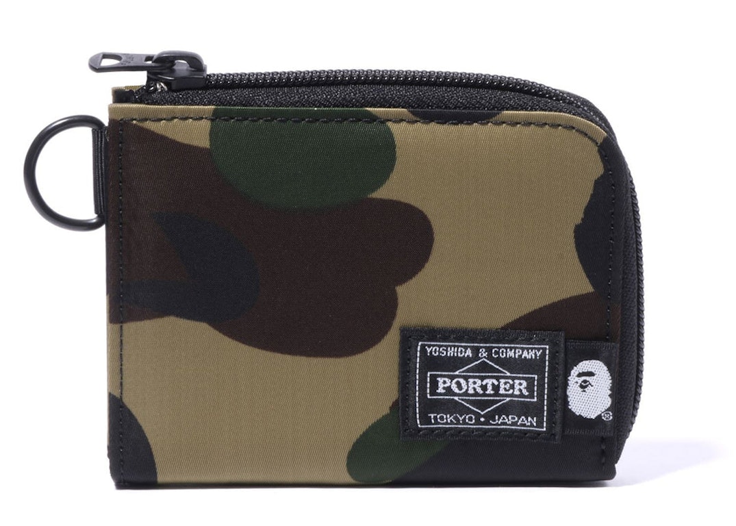 Pre-owned Bape X Porter 1st Camo Mini Wallet Green Black