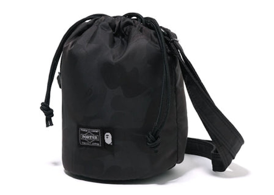 Pre-owned Bape X Porter Solid Camo Drawstring Bag Black